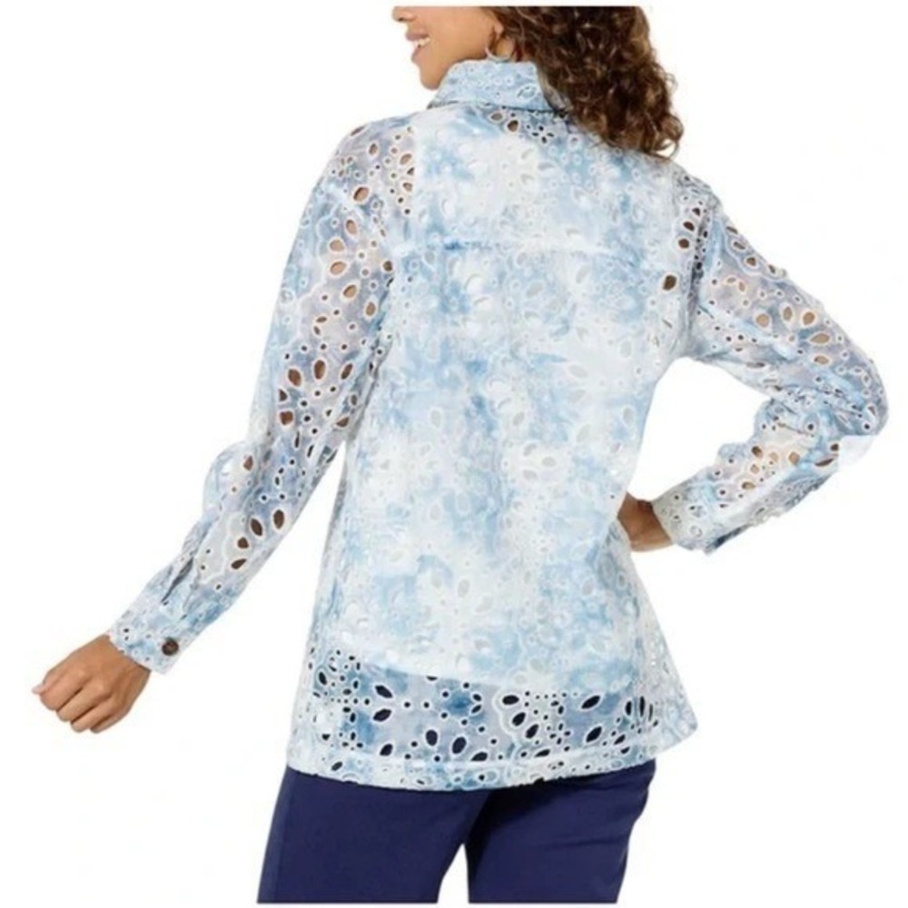 Women's kathy ireland® Fashion 360 Victorian Eyelet Shirt Jacket NWT - Small - Picture 3 of 3